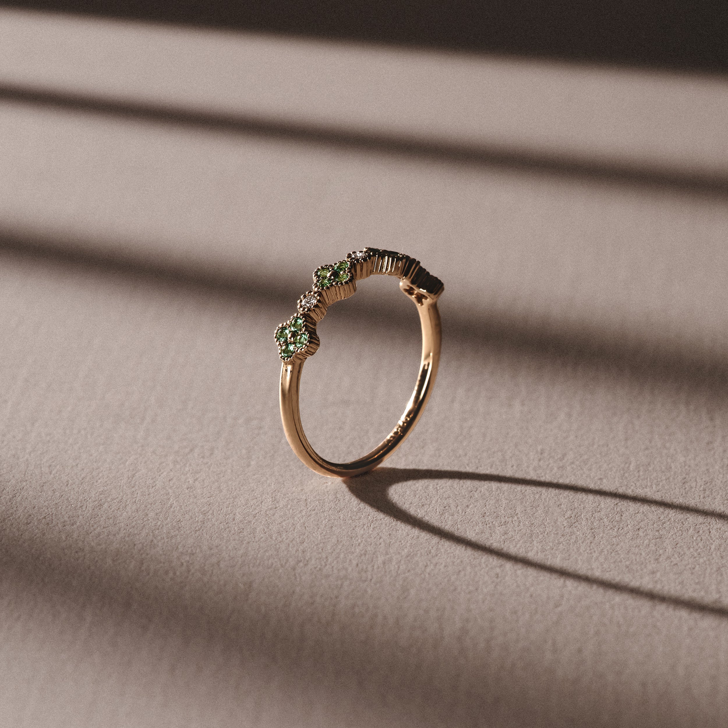 Alegria 4 Clover Lab Emerald Ring 0.18ct in 18k Gold Vermeil
